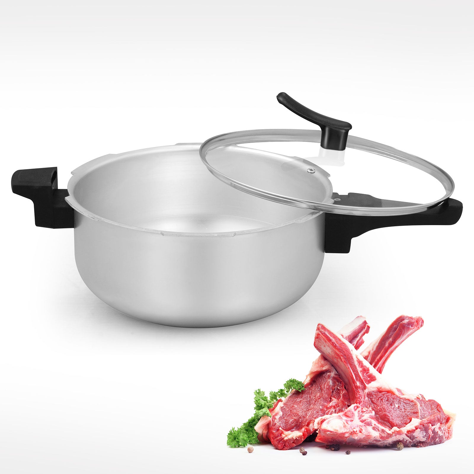 Wok Pressure Cooker with Glass Lid