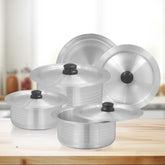 WESTPOINT Round Metal Finish Cookware Set – 8 Pcs Jumbo Size (33.5 cm to 40.5 cm)