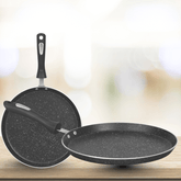 WESTPOINT Marble Coated Pizza Plate (Black) – 12 Inch Non‑Stick Hot Plate