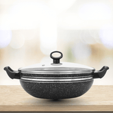 WESTPOINT Non-Stick Marble Coated Wok (Black) – Premium Scratch-Resistant Deep Wok