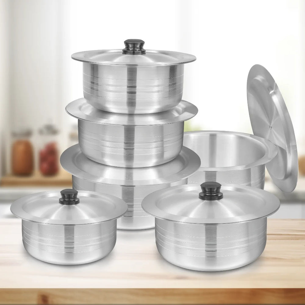 WESTPOINT Round Metal Finish Cookware Set – 12 Pcs (18 cm to 32 cm)