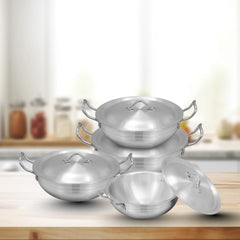 WESTPOINT Wok Round – 8 Pieces Grooved Aluminium Premium Cookware Set