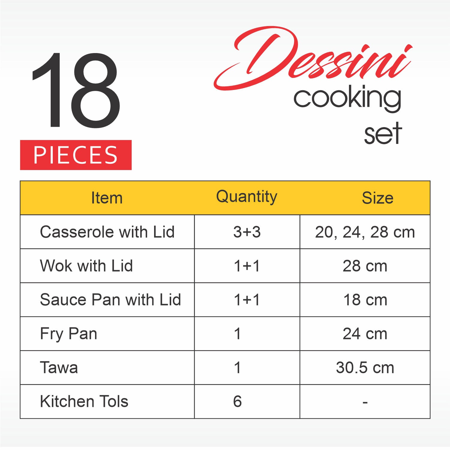 Dessini 18 Pcs. Table