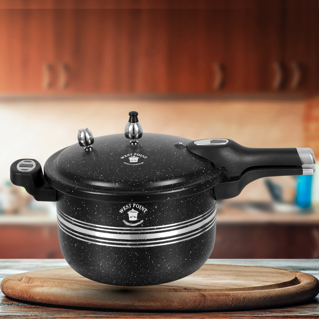WESTPOINT Non-Stick Pressure Cooker – Black Color Durable Cooking Essential