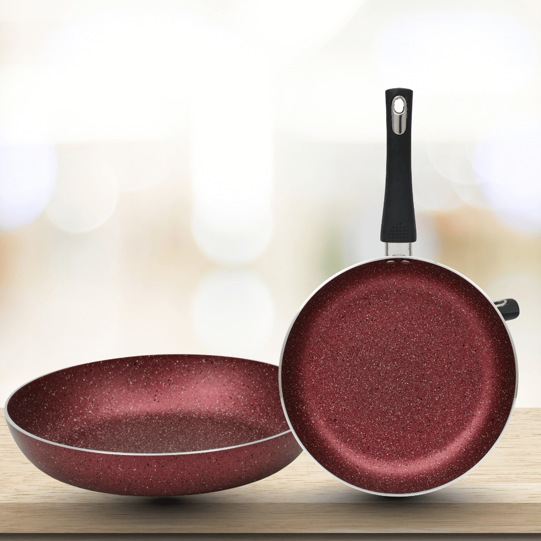 WESTPOINT Marble Coated Fry Pan (Maroon) – Premium Non‑Stick Pan for Healthy Cooking
